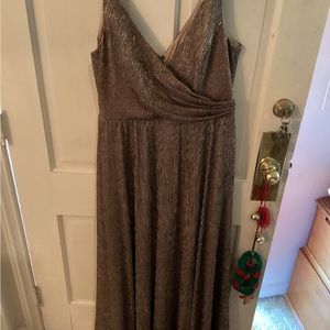 Women’s Gold Lame’ Spaghetti Strap Dress-Size Xl -Dress the Population-New